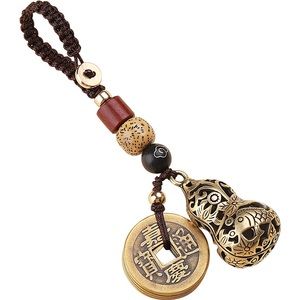 Gourd Shape Keychain with Five Bronze coin